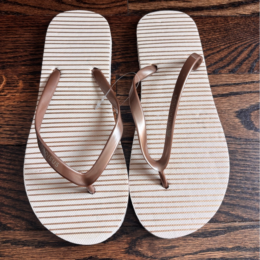 Paradisus Resorts Brown Striped Flip Flops Size 8.5 / 39 BRAND NEW